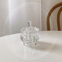 Yuanqi corner ins retro floating glass decorative ornaments glass jar jewelry storage jar with lid candy jar