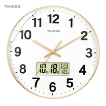 TIMEESS clock hanging clock living room home fashion clock hanging wall minimalist calendar quartz muted hanging wall home clock