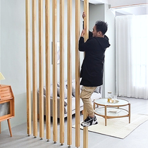Custom simple non-perforated wooden bar partition grille decorative solid wood column screen partition living room entrance