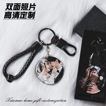 Keychain Couple custom photo Crystal double-sided photo keychain custom diy high-end simple car key