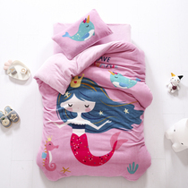 Kindergarten quilt three-piece coral velvet double-sided plus velvet quilt cover baby baby children nap bedding autumn and winter