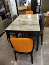 Italian Nordic light luxury Rock board table scratch-resistant rectangular solid wood dining table and chair combination household small apartment marble