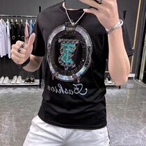 Europe and the United States station crown hot diamond T-shirt mens short-sleeved 2021 new cotton summer tide brand mens short-sleeved t-shirt