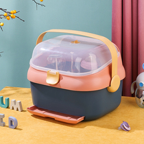 Put bottle storage box supplementary food tool drain rack dust cover baby box hanging small baby special tableware