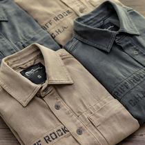 Heavy-weight shirt jacket mens American military style retro tooling thickened autumn and winter trend casual top shirtwear shirt
