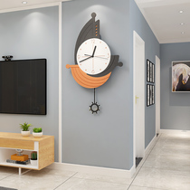 Clock and clock living room simple modern fashion creative light luxury Nordic clock atmospheric home silent art hanging wall clock