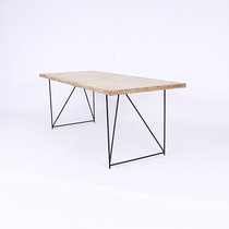 Foreign design table foot painted iron bracket solid wood large board desk office computer desk table foot support customization