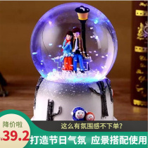 Christmas snow crystal ball couple glass music romantic music box Christmas gift for girlfriend gift ornaments