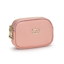 2021 new double layer mini-zero money bag female head layer cow leather coin bag short and small mouth red containing card bag