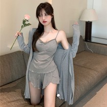2021 early autumn long sleeve feel pure wind casual home clothes pajamas women short hot girl outside wear coat