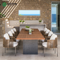 Outdoor rattan chine chair outdoor patio garden table and chairs combined villa hotel terrace real estate decent board room furniture