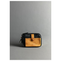 Japanese high-end handmade leather headlayer cow leather collage key bag genuine leather zero wallet card bag men and women universal