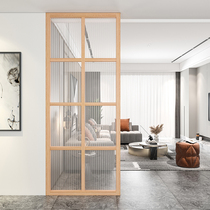 Nordic Japanese Solid Wood Screen Changhong Glass Partition Modern Wai Ji Feng Simple Living Room Log Entrance