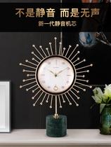 Nordic Art Marble Clock home creative desktop set desktop clock living room Fashion Light luxury leather clock