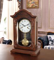 European mechanical clock home solid wood decoration sitting clock living room desktop antique clock creative Polar Star copper movement