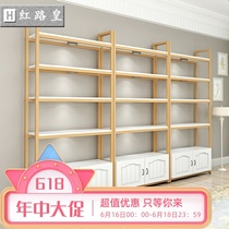 Nordic bookshelf shelf floor-to-ceiling Golden storage storage rack Light luxury multi-layer cosmetics nail art shelf display 