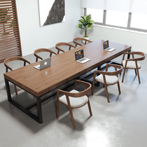 loft conference room solid wood meeting table and chair combination long table simple modern large table table Workbench long table negotiation