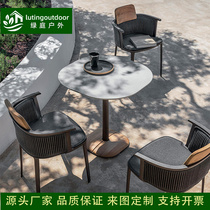 Outdoor Casual Solid Wood Single Chair Table And Chairs Combined Patio Waterproof Sunscreen Chair Three Sets Open-air Nordic Bar Chair