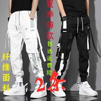 Spring and summer thin overalls mens Tide brand loose trend leisure ankle-length pants male Korean students Joker pants