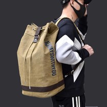 Mens shoulder bag mens large capacity canvas corset pocket drawstring travel Mens bag outdoor large summer bucket backpack
