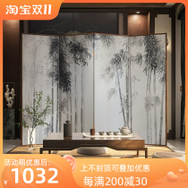 New Chinese-style screen partition living room folding mobile solid wood porch wall tea room simple custom home room folding screen