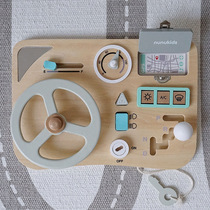 Woody Smart Macaron Color Busy Board Steering Wheel Cognition Clock Busy House Unlock Color Pairing Toy
