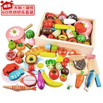 Cut fruit toy vegetables Le wooden magnetic look kitchen baby play house children Yiwang play house cake