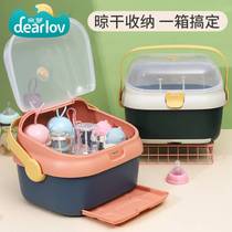 Bottle brush storage box baby supplies storage box milk bottle rack drying rack dust belt cover baby tableware drain rack