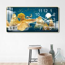 Perpetual calendar clock wall clock living room free punching creative calendar mute simple modern decoration painting clock hanging wall