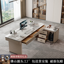 Light luxury modern minimalist desk with tea-making one-piece corner computer desk designer desk with solid wood drawers