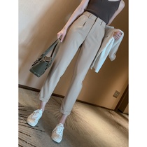 Tide brand vertical suit pants 2021 Autumn New Korean version of high waist black casual ankle-length pants womens straight leg pants