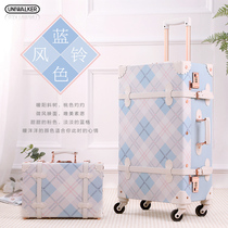 Password Box Children Suitcase Students Universal Wheel Leather Case Pull Rod Case Small Fresh Retro Suitcase 24 Inch Korean Version