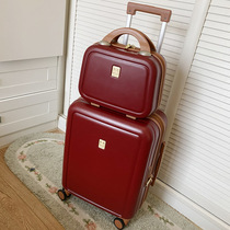Super beautiful retro goddess red suitcase High-grade wedding dowry suitcase Silent universal wheel mother trolley case