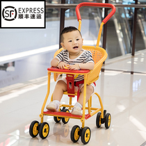 Grandma Bridge baby stroller Imitation rattan baby bamboo rattan rattan chair Summer lightweight childrens sitting rattan rattan woven stroller