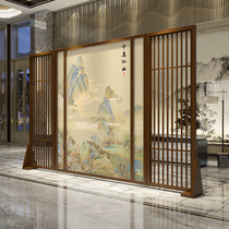 Modern Chinese solid wood screen partition living room hotel Hall custom porch Qianli Jiangshan picture mobile large seat screen