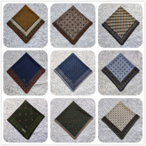 Japanese vintage ancient cotton light luxury Baroque printing sweat-absorbing small square scarf pocket towel handkerchief SP26