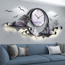 New Chinese style large decorative wall clock living room background wall home clock hanging wall mute wall clock metal creative clock