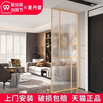 Porch partition decoration stainless steel titanium gold Changhong glass screen living room bedroom entrance barrier new Chinese seat screen