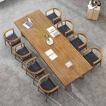 Nordic solid wood large conference table long table table negotiation table and chair combination desk conference room long table rectangular