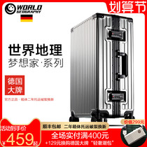 German world geography aluminum frame trolley case universal wheel 28 luggage case women 24 suitcase men 20 inch boarding suitcase