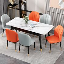 Italian rock plate telescopic table household small apartment modern simple folding solid wood light luxury with induction cooker rice table
