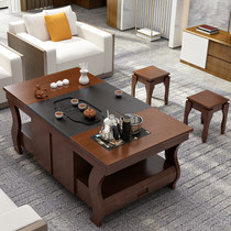 New Chinese Firestone solid wood kung fu tea table tea table and chair combination household small tea table tea table tea set