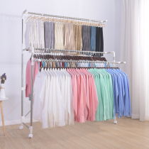 Clothes rack Floor folding indoor double pole balcony household telescopic drying rod mobile lifting clothes rack