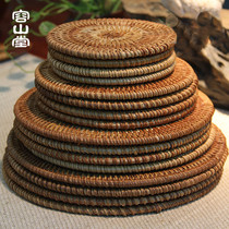 Rongshantang rattan mat a variety of large and medium small tea cup mat tea tray cup holder iron pot purple clay pot mat