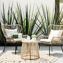 Outdoor Rattan Chair Casual Patio Table And Chairs Combined Garden Terrace Tea Table Three Sets Nets Red Modern Balcony Small Table And Chairs
