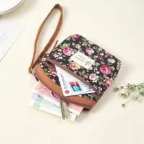Double layer small hand carrying bag in old age Mini retro coin bag key zero wallet Soft cotton cloth Mom small zipped bag