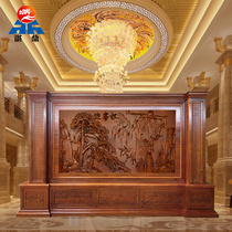 Custom Chinese solid wood screen partition Living room entrance unit Company office hall carved Great Wall seat screen