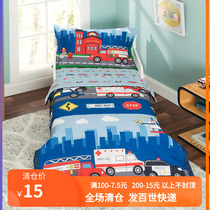 Foreign trade original single mens treasure police car fire truck infant garden bedding kit four-piece set thin quilt sheets