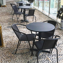 Outdoor Table And Chairs Patio Iron Art Mesh Red Coffee Balcony Table And Chairs Imitation Vine Chair Three Sets Milk Tea Shop Outdoor Leisure Chair
