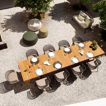 Outdoor teak table and chairs Villa Courtyard Vines Chair Nordic Outdoor Garden Terrace Waterproof Casual Chair Embalming Wooden Table